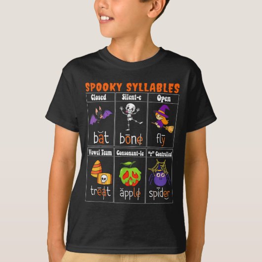 Soky Syllables Funny Halloween Educational Teacher Tシャツ (正面)