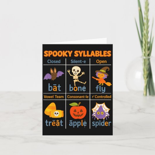 Soky Syllables Teacher Funny Halloween Educational カード (正面)