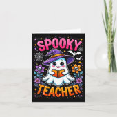 Soky Teacher Cute Ghost Reading Book Funny Hallo  カード (正面)