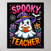 Soky Teacher Cute Ghost Reading Book Funny Hallo  ポスター (正面)