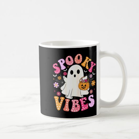 Soky Vibes Ghost Retro Groovy Halloween Women Girl コーヒーマグカップ (右)