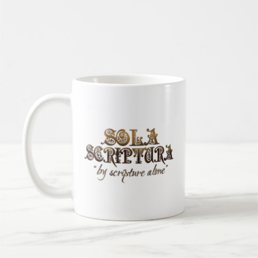 "SOLA SCRIPTURA" (w/bibleの詩) 11のozのクラシックのマグ コーヒーマグカップ (左)