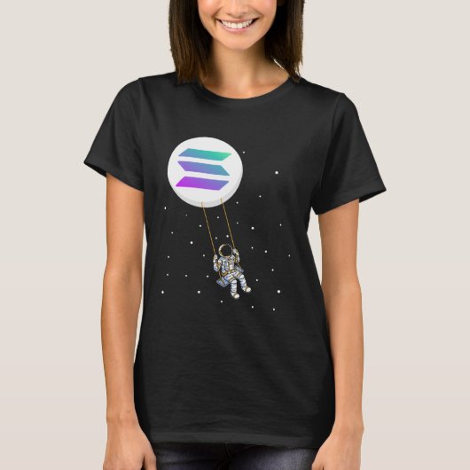 Solana Swing SOLトレーダーCryptocurrency Moon Boy Tシャツ (正面)