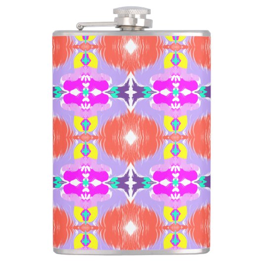 Solar Bloom Kaleidoscope Throw Pillow フラスク (正面)