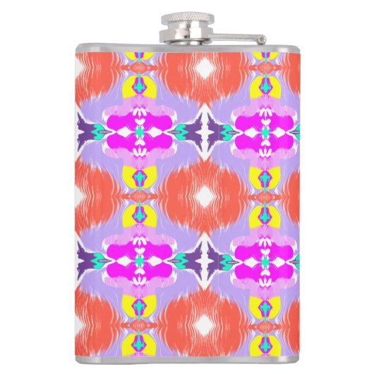 Solar Bloom Kaleidoscope Throw Pillow フラスク (裏面)