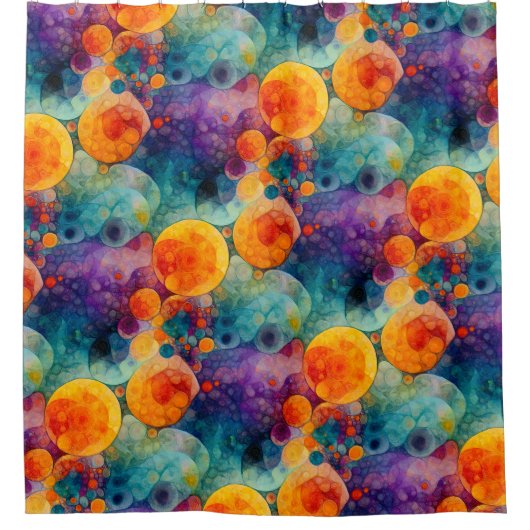 Solar Drift Vibrant Fractal Art Abstract Pattern シャワーカーテン (正面)