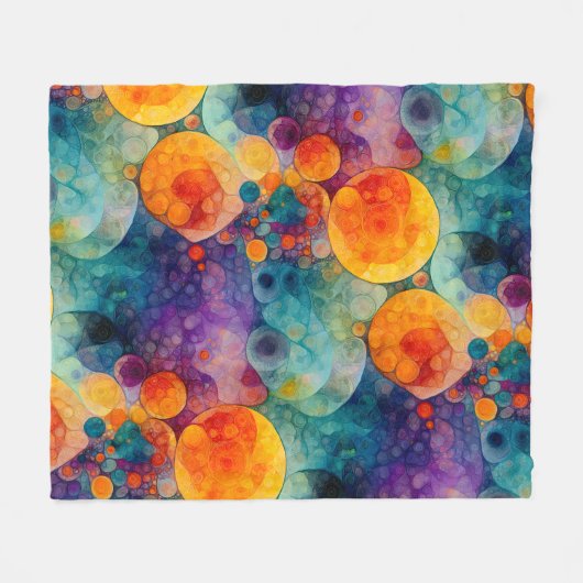 Solar Drift Vibrant Fractal Art Abstract Pattern フリースブランケット (正面(横))