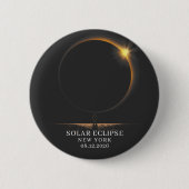 Solar Eclipse 2026 Celestial Astronomy 缶バッジ (正面)