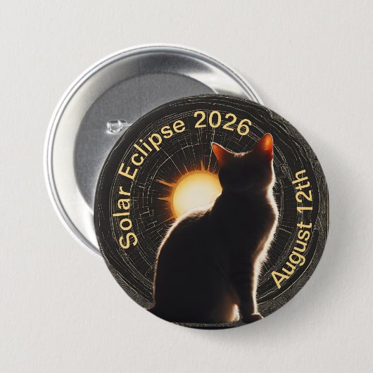 Solar Eclipse 2026 sun cat 缶バッジ (正面&裏面)