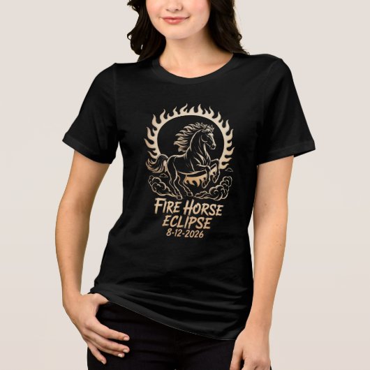 Solar Eclipse August 12,2026 Fire Horse Shirt トライブレンドTシャツ (正面)