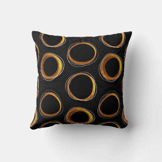 Solar Eclipse Mid-Century Modern Black & Gold クッション (裏面)
