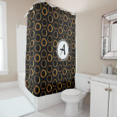 Solar Eclipse Mid-Century Modern Black & Gold シャワーカーテン (インサイチュ)
