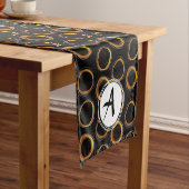 Solar Eclipse Mid-Century Modern Black & Gold ショートテーブルランナー (インサイチュ)
