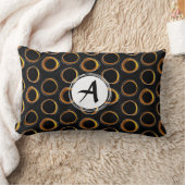 Solar Eclipse Mid-Century Modern Black & Gold ランバークッション (ブランケット)