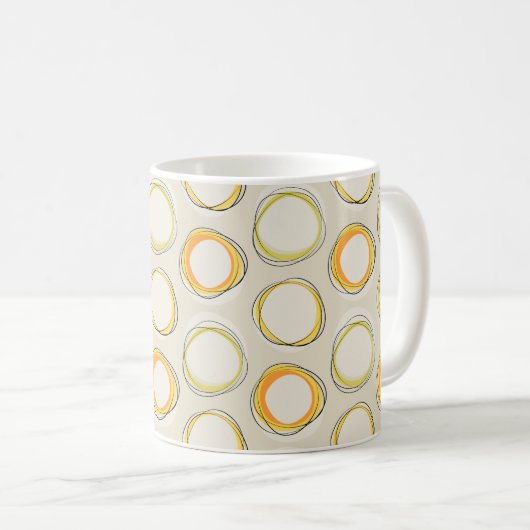 Solar Eclipse Mid-Century Modern - Black lines コーヒーマグカップ (正面右)