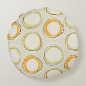 Solar Eclipse Mid-Century Modern - Black lines ラウンドクッション (裏面)