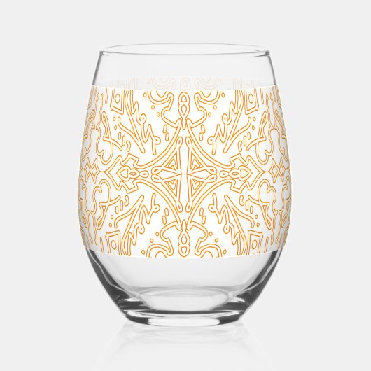 Solar Flare Gold Damask Phone / iPad case ステムなしワイングラス (正面)