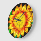 Solar Flare Sunflowers  ラージ壁時計 (傾斜)