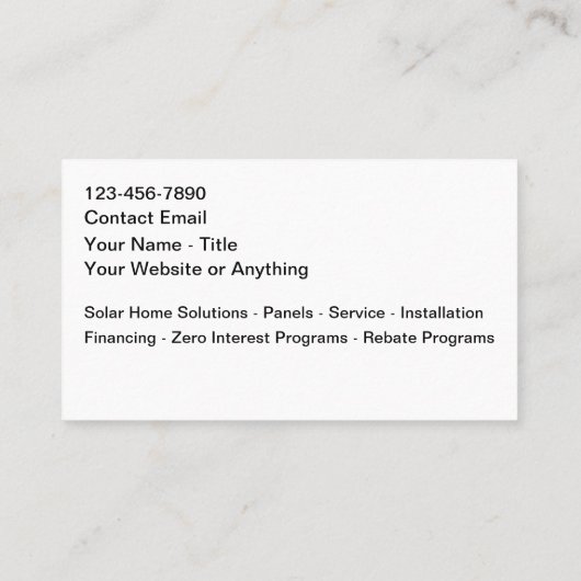 Solar Home Solutions Business Cards 名刺 (裏面)