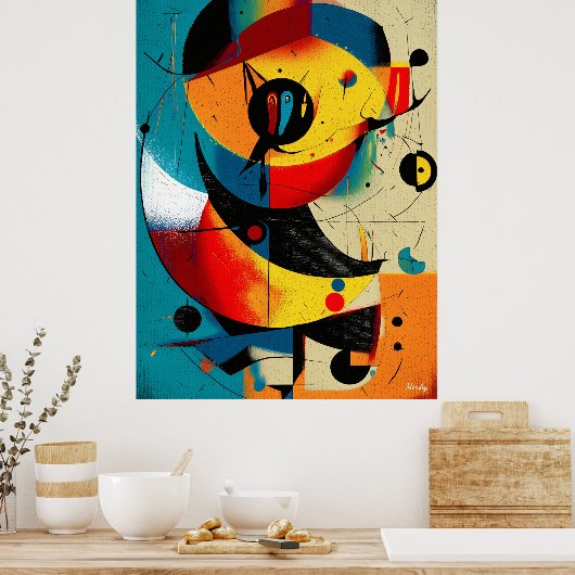 Solar Mid-Century Abstract Constructivist  ポスター (キッチン)