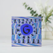 SOLAR MONOGRAM, bright blue turquoise black white 招待状 (スタンド正面)