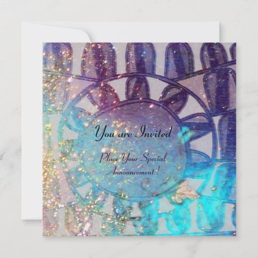 SOLAR MONOGRAM, bright blue turquoise black white 招待状 (裏面)