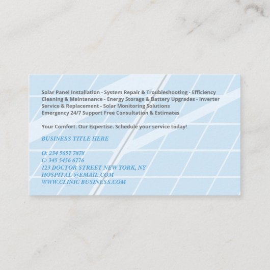 Solar Panel Clean Maintenance Installation Cartoon 名刺 (裏面)