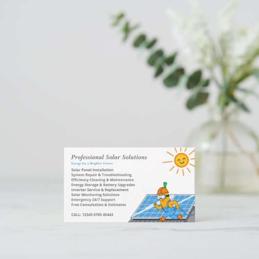Solar Panel Cleaning & Maintenance Services 名刺 (スタンド正面)