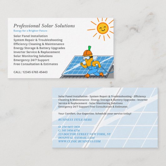 Solar Panel Cleaning & Maintenance Services 名刺 (正面/裏面)