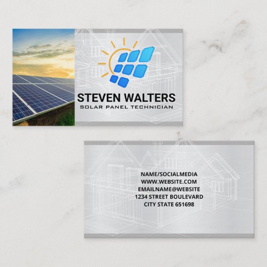 Solar Panel Logo | Energy Renewable 名刺 (正面/裏面)