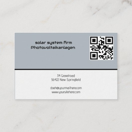 Solar Photovoltaik Anlage Technik Elektrik Verkauf 名刺 (裏面)
