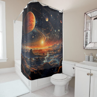 Solar System Art Shower Curtain シャワーカーテン