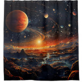 Solar System Art Shower Curtain シャワーカーテン (正面)
