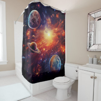 Solar System Art Shower Curtain シャワーカーテン