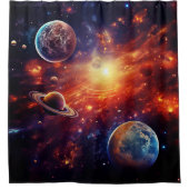 Solar System Art Shower Curtain シャワーカーテン (正面)
