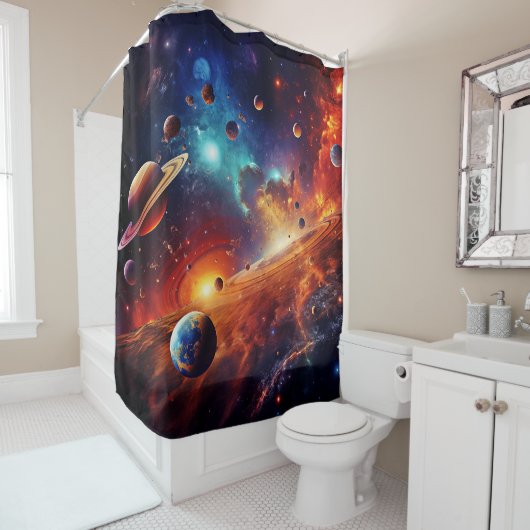 Solar System Art Shower Curtain シャワーカーテン (インサイチュ)