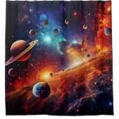 Solar System Art Shower Curtain シャワーカーテン (正面)