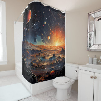 Solar System Art Shower Curtain シャワーカーテン