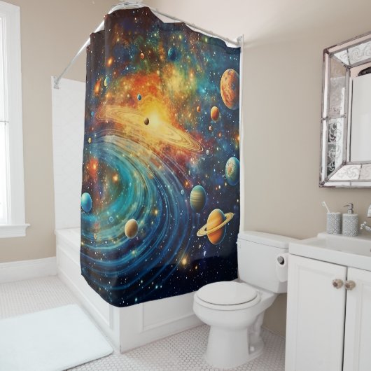 Solar System Art Shower Curtain シャワーカーテン (インサイチュ)