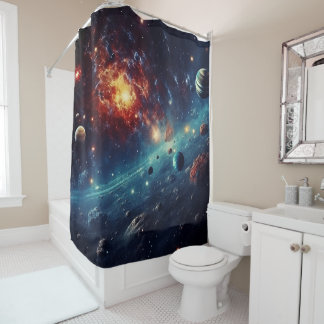 Solar System Art Shower Curtain シャワーカーテン
