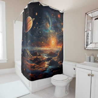 Solar System Art Shower Curtain シャワーカーテン