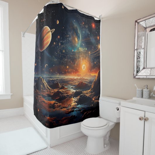 Solar System Art Shower Curtain シャワーカーテン (インサイチュ)