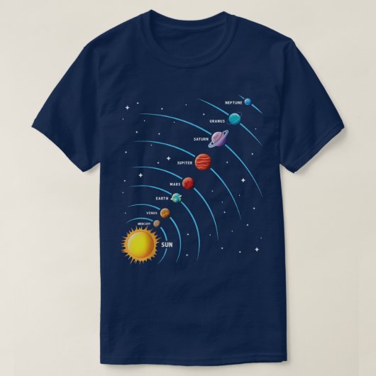Solar System  Colorful Space Planets Educational K Tシャツ (デザイン正面)
