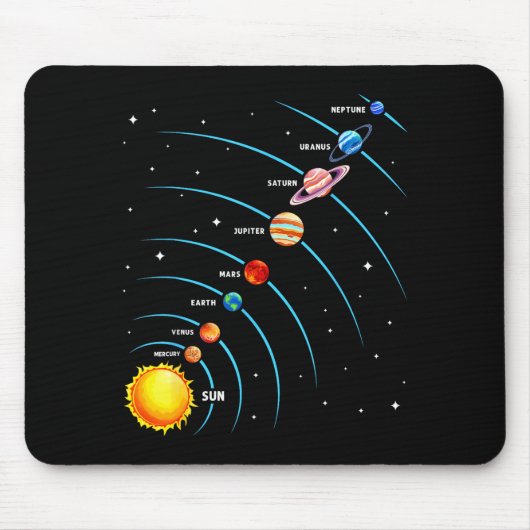 Solar System Colorful Space Planets Educational Ki マウスパッド (正面)
