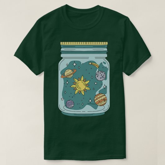 Solar System Jar Astronaut Astral Cosmic Design Fo Tシャツ (デザイン正面)