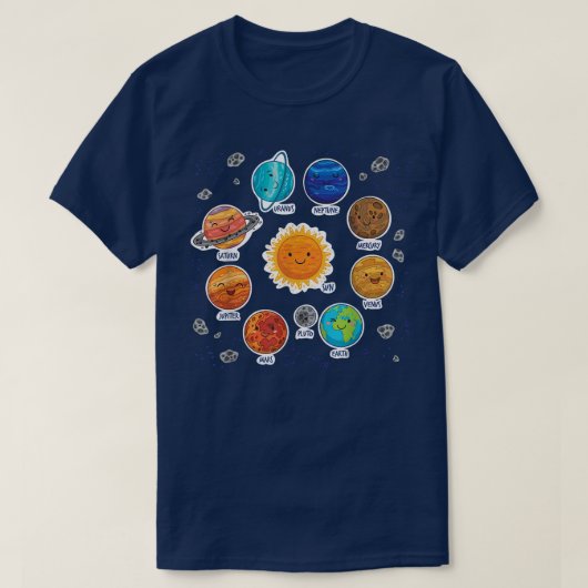Solar System Planet Sun Space Science Astronaut ST Tシャツ (デザイン正面)