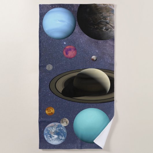 Solar system planets beach towel ビーチタオル (正面)