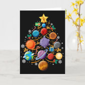 Solar System Planets Christmas Tree Astronomy Xmas カード (黄色い花)