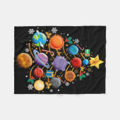 Solar System Planets Christmas Tree Astronomy Xmas フリースブランケット (正面(横))