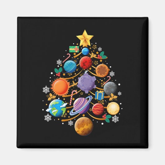 Solar System Planets Christmas Tree Astronomy Xmas マグネット (正面)